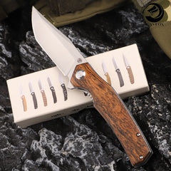 D2 folding knife with Huangtan wood handle