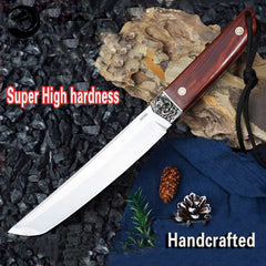 Carving Dragon Outdoor Straight Knife with Leather Sheath