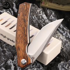 D2 folding knife with Huangtan wood handle