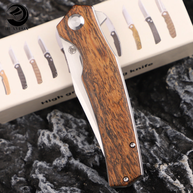 D2 folding knife with Huangtan wood handle